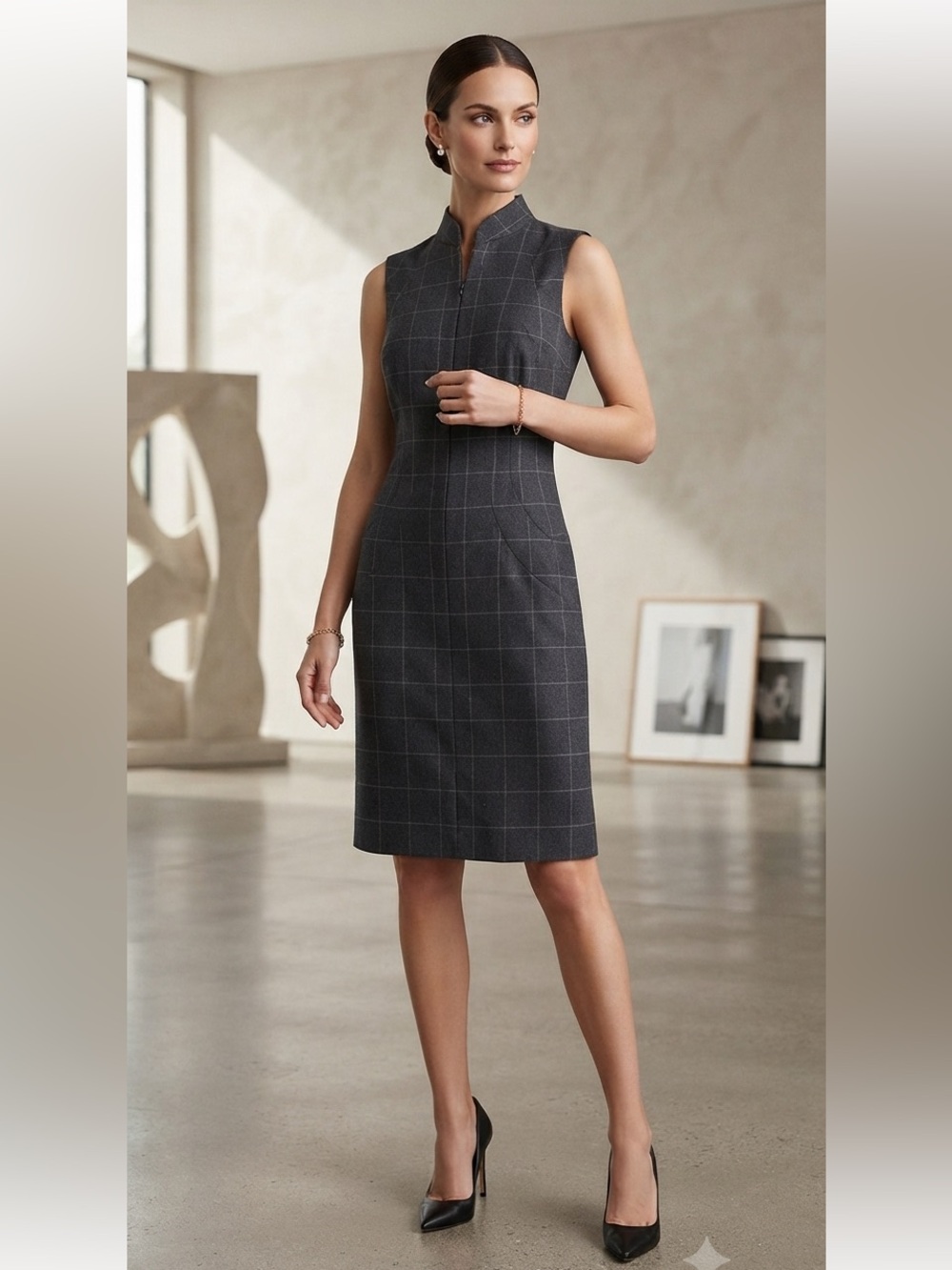 armani collezioni plaid jacket and dress